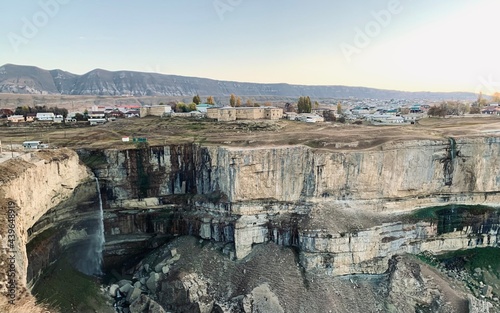 canyon with a small village 