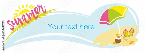 Nameplate for your text, beach landscape, ocean waves, beach background