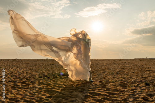 woman wrapped with nylon sheet photo