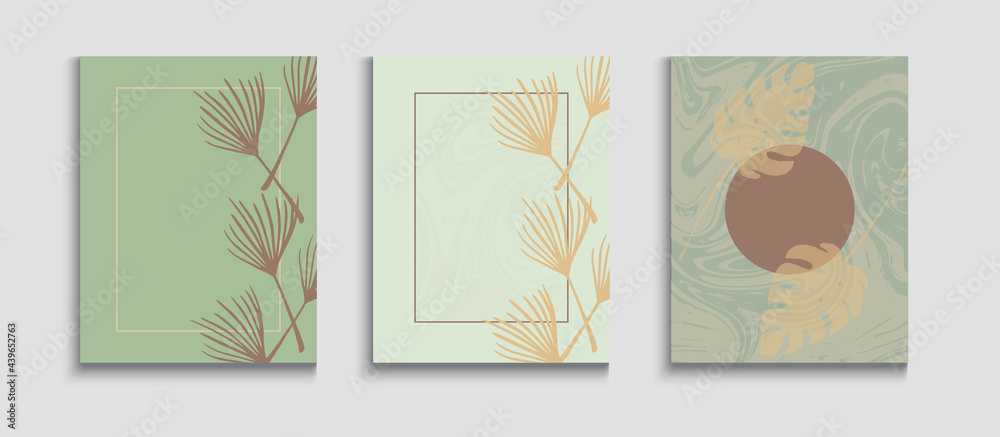 Abstract Hipster Vector Cards Set. Japanese Style Invitation. Noble