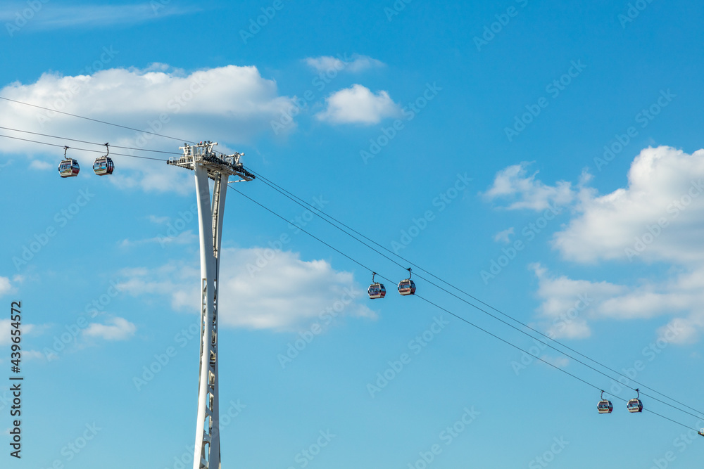 Cable car linking the north and south of river Thames in London. Cable car linking the north and south of river Thames in London.