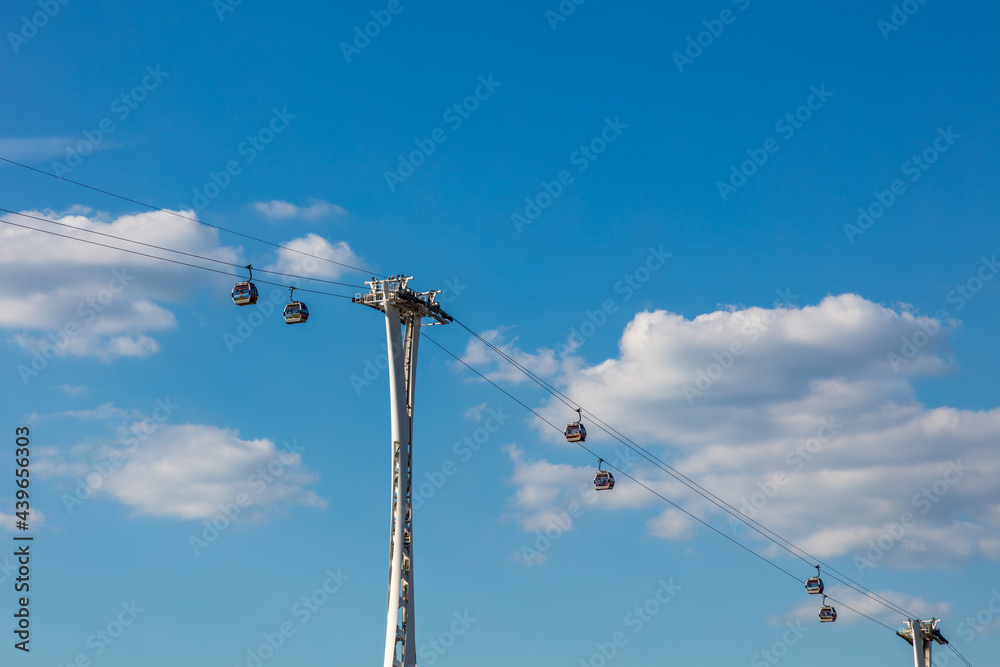 Cable car linking the north and south of river Thames in London. Cable car linking the north and south of river Thames in London.