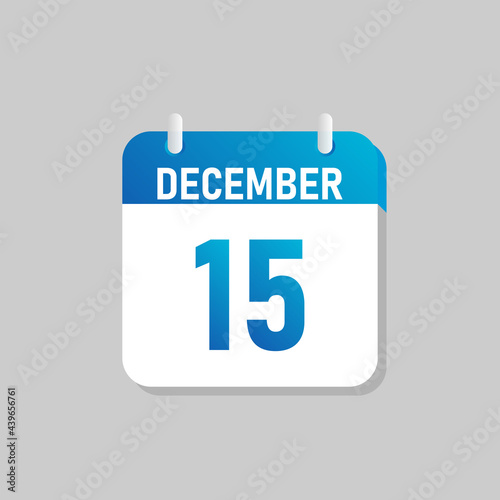 White daily calendar Icon December in a Flat Design style. Easy to edit Isolated vector Illustration.