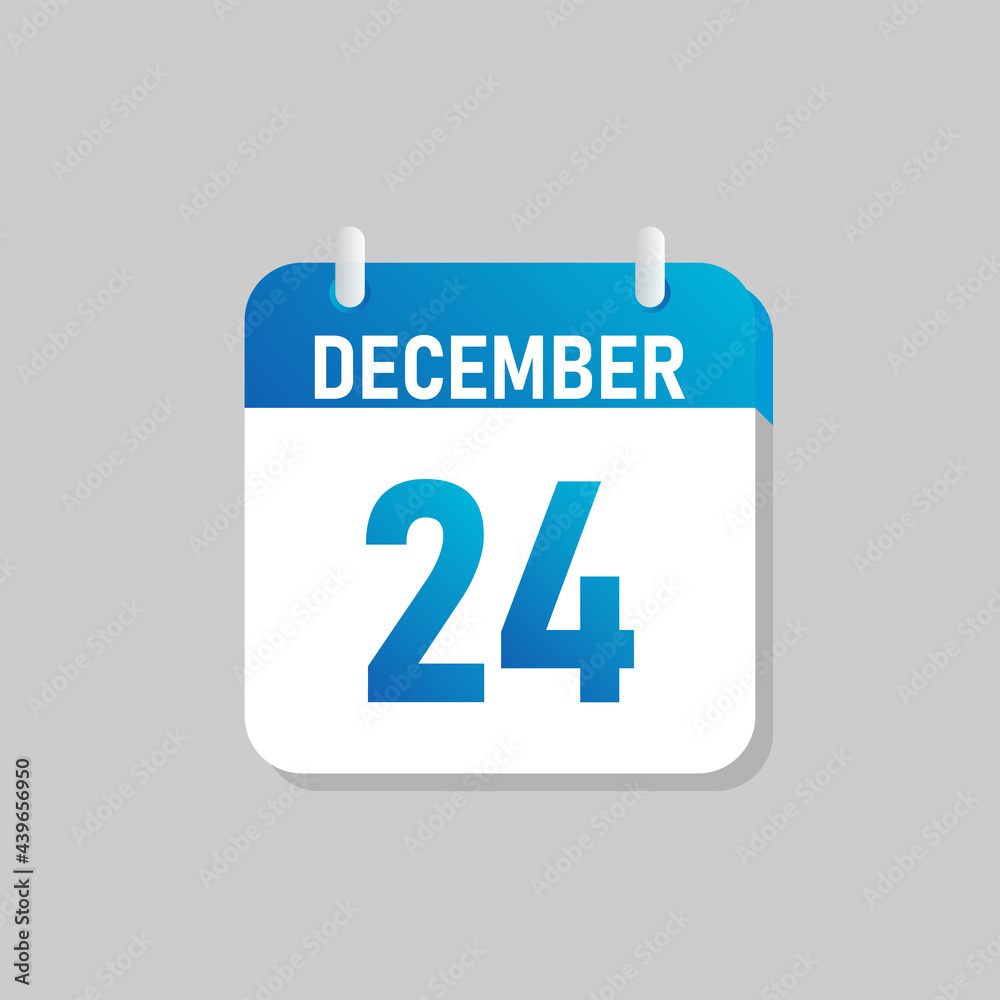 White daily calendar Icon December in a Flat Design style. Easy to edit Isolated vector Illustration.