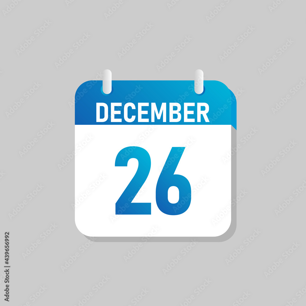White daily calendar Icon December in a Flat Design style. Easy to edit Isolated vector Illustration. White daily calendar Icon December in a Flat Design style. Easy to edit Isolated vector Illustration.
