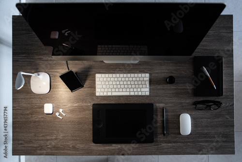 Workplace with modern electronic gadgets