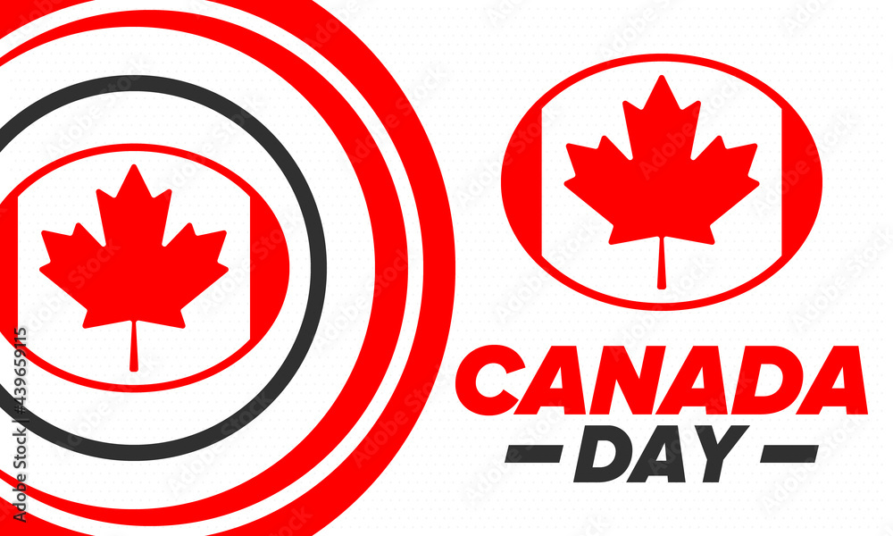Happy Canada Day. National holiday, celebrated annual in July 1. Canadian flag. Maple leaf. Patriotic symbol and elements. Poster, card, banner and background. Vector illustration Happy Canada Day. National holiday, celebrated annual in July 1. Canadian flag. Maple leaf. Patriotic symbol and elements. Poster, card, banner and background. Vector illustration