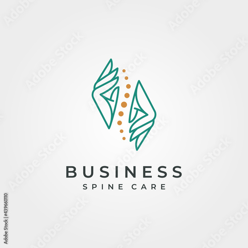hand and spine logo vector abstract symbol illustration design, spine clinic minimal logo design