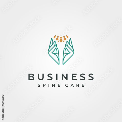 spine clinic abstract logo vector with hand symbol illustration design