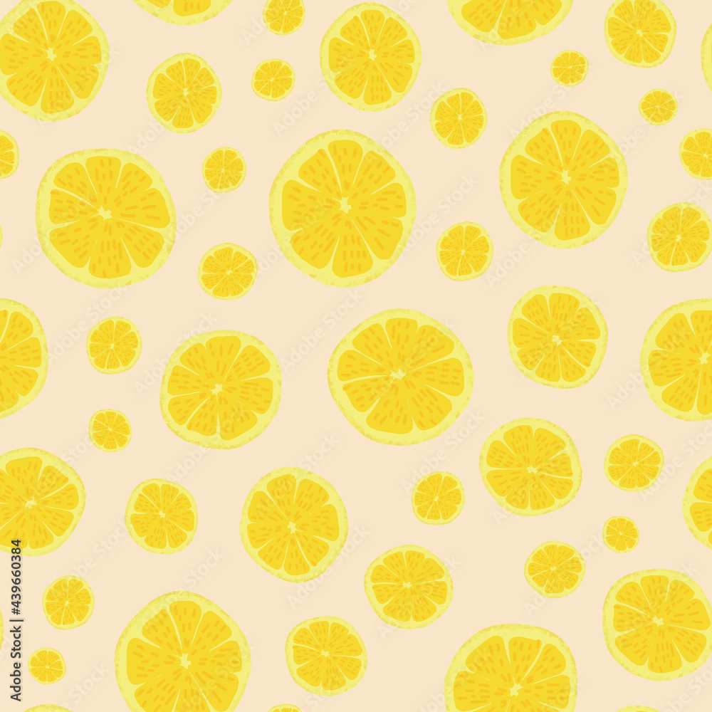 Yellow citron parts vector seamless repeat pattern print background Yellow citron parts vector seamless repeat pattern print background