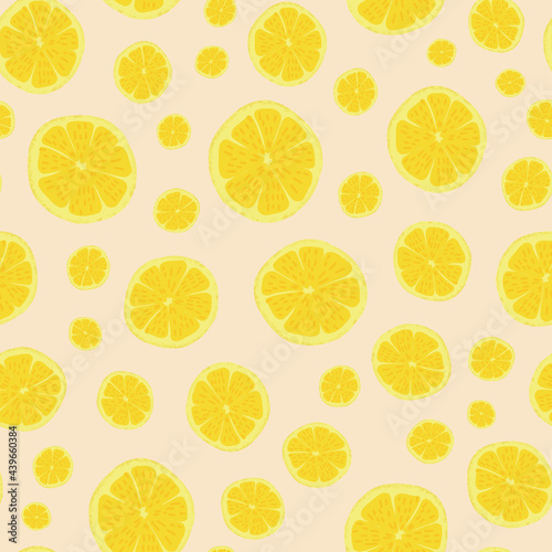 Yellow citron parts vector seamless repeat pattern print background