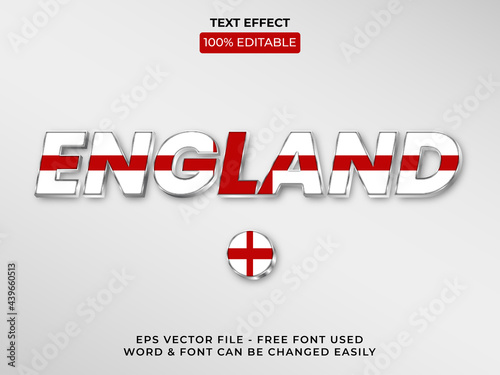 England text effect style - Editable text effect vector illustration. White and red.