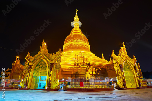 The temple of Dhammarakhita Hill, Yangon, Myanmar photo