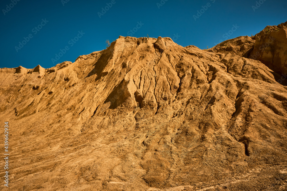 beautiful sand mountain in the summer in a natural quarry