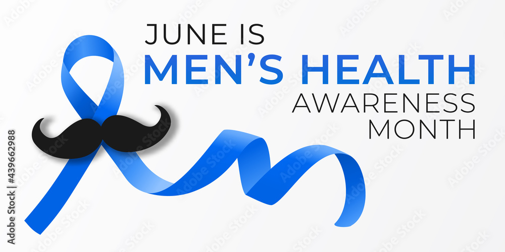 National men health awareness month banner template with blue ribbon