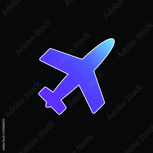 Airplane Filled Shape blue gradient vector icon
