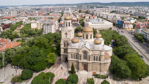 Aerial view of The Cathedral of the Assumption in Varna. Varna is the sea capital of Bulgaria.