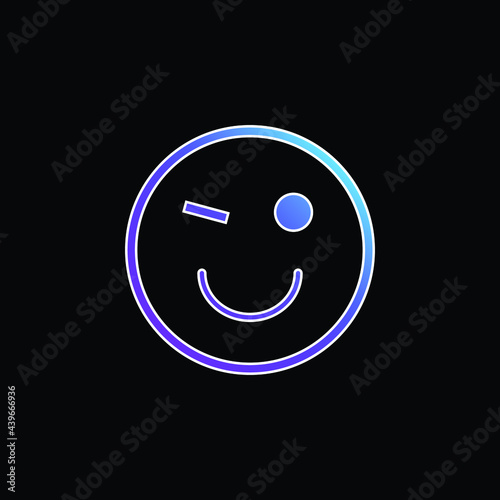 Blink Emoticon Face blue gradient vector icon