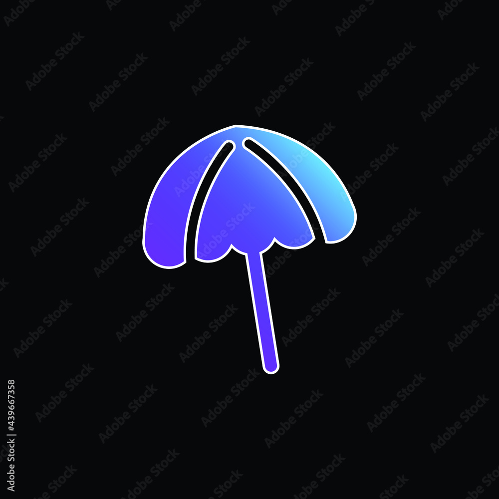 Black Beach Umbrella blue gradient vector icon