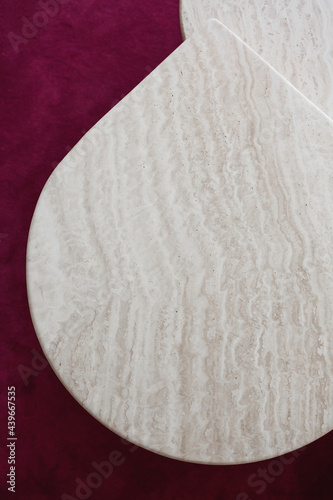 Travertine shapes on red