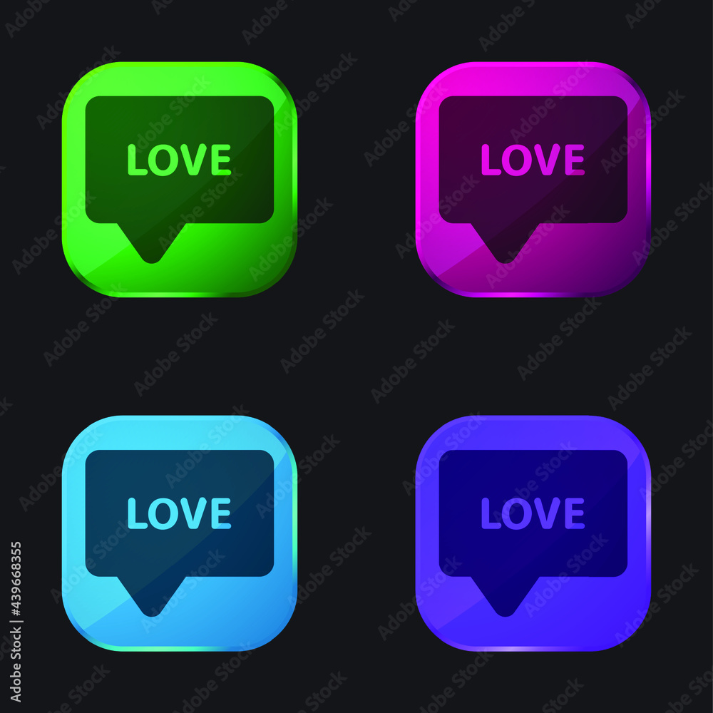Balloon four color glass button icon Balloon four color glass button icon