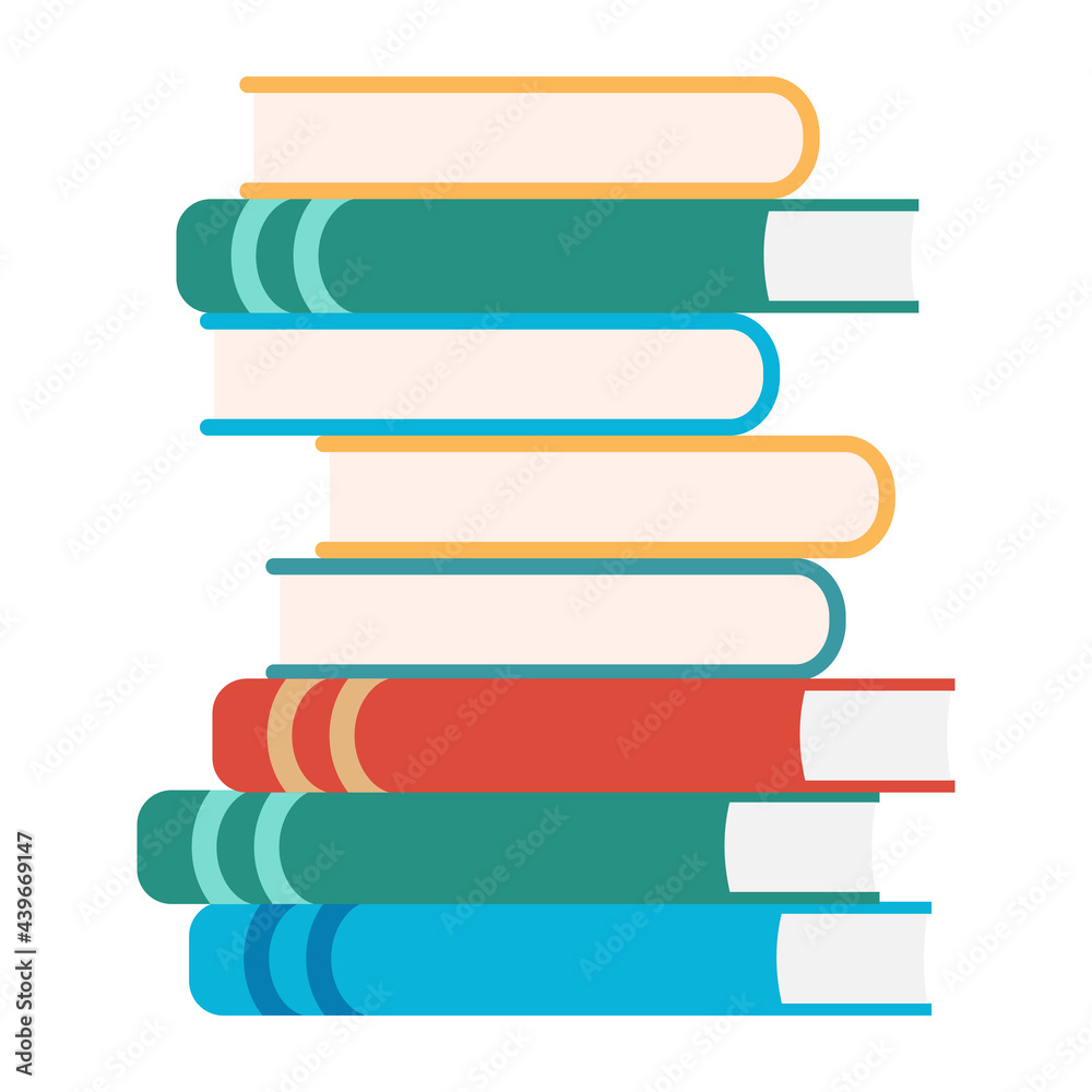 Stack of multi colored books. Vector and back to the schoole