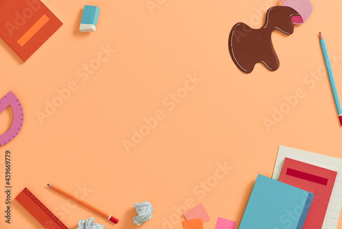 Technology design with coffee spilled over blue background