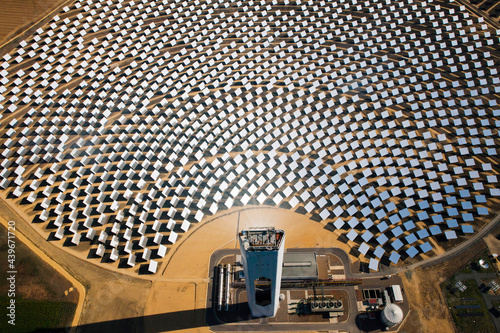 aerial view solar power farm photo