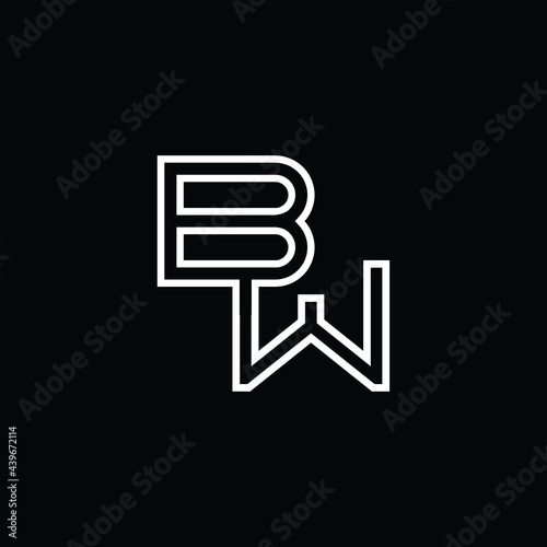 BW Logo monogram with line style design template