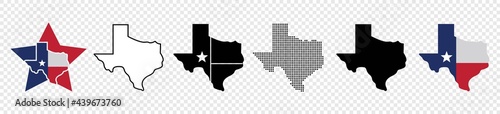 Texas map icon set, Texas map isolated on transparent background, vector illustration