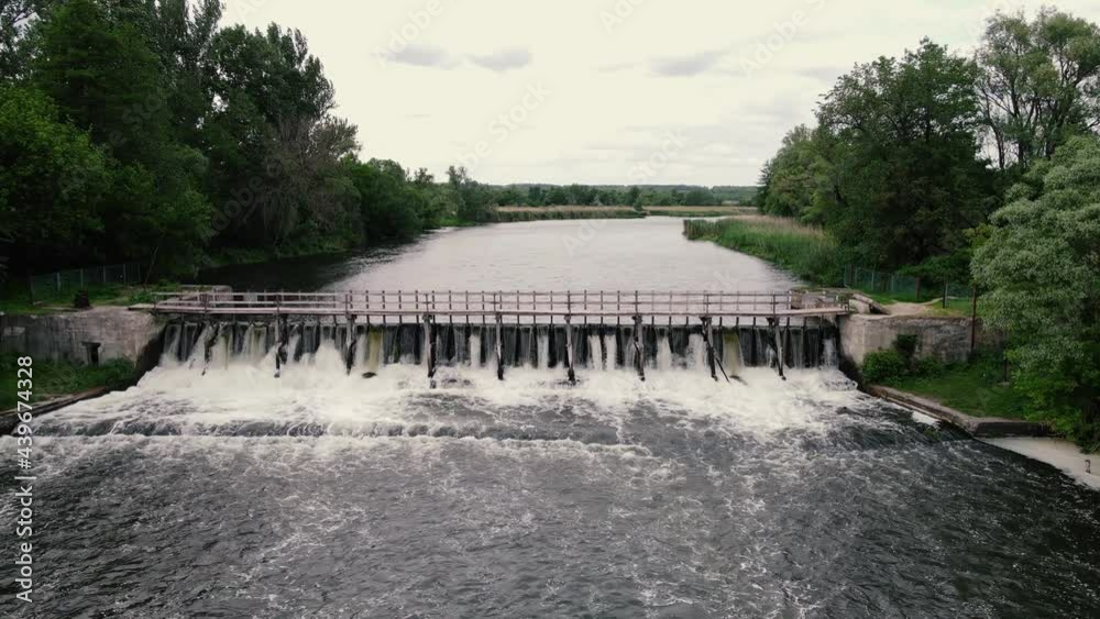small water rapids along the river bed. aerial shooting small water rapids along the river bed. aerial shooting