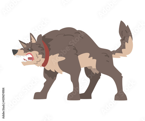 Angry Furious Dog Baring its Teeth Vector Illustration © topvectors