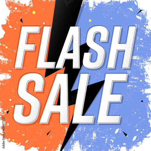 Flash Sale, poster design template, discount banner, vector illustration