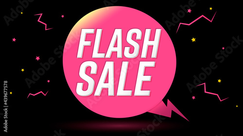 Flash Sale, poster design template, discount banner, vector illustration