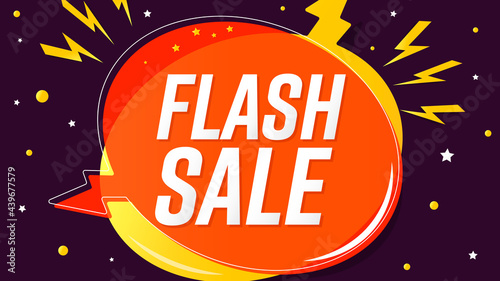 Flash Sale, poster design template, discount banner, vector illustration