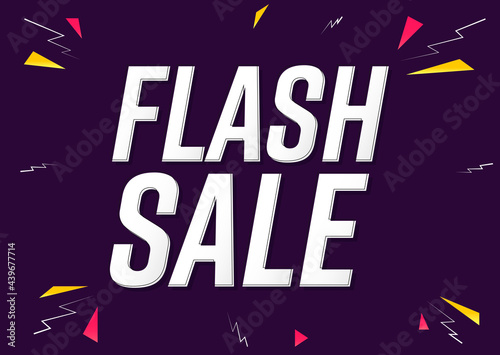 Flash Sale, poster design template, discount banner, vector illustration
