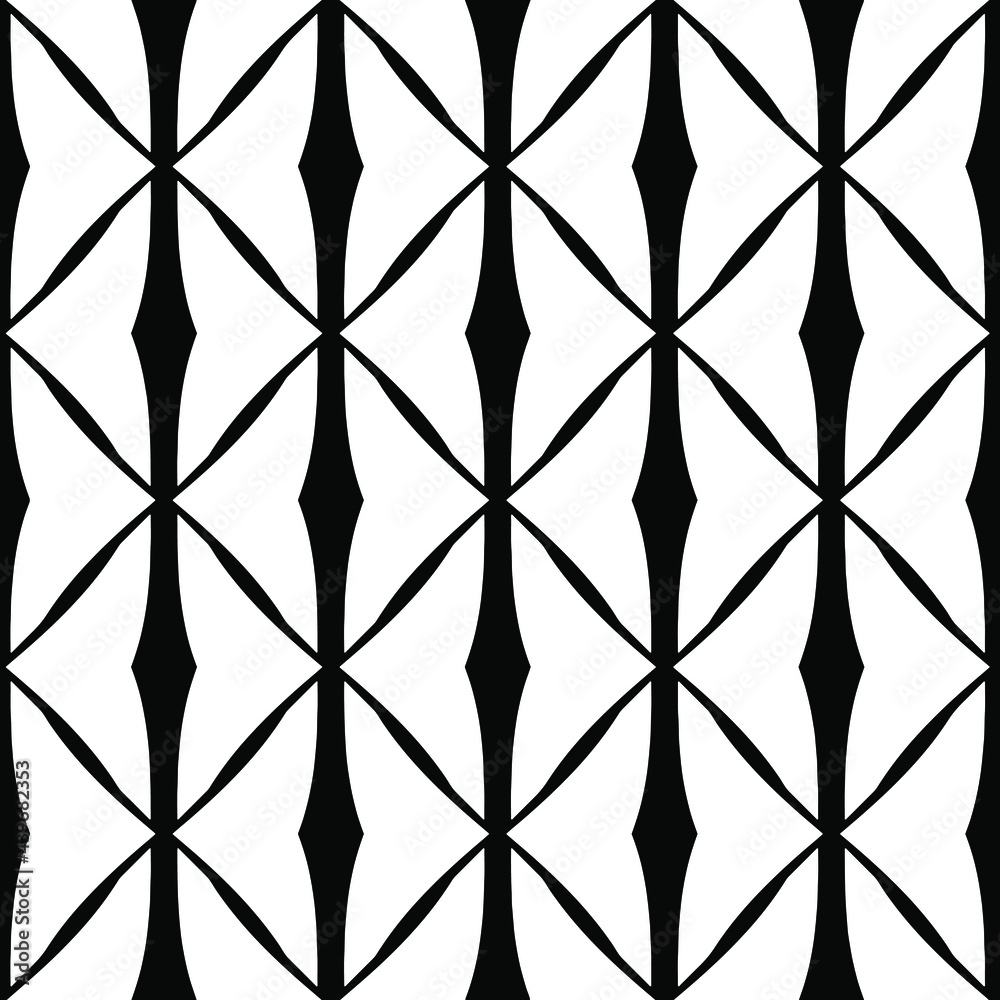 Naklejka premium floral seamless pattern background.Geometric ornament for wallpapers and backgrounds. Black and white pattern. 
