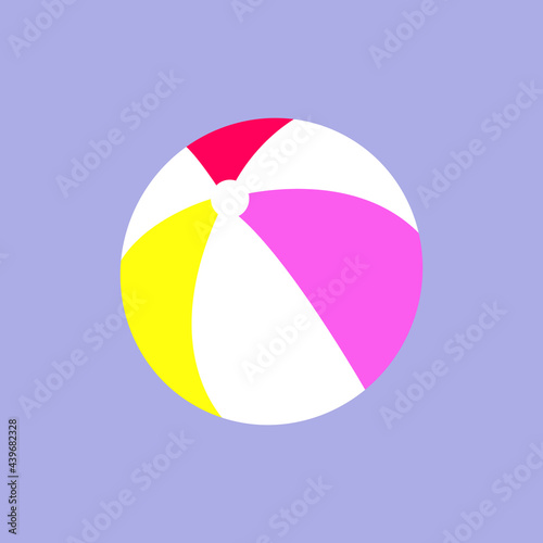 Beach ball flat style design red yellow purple vector illustration icon sign isolated on white background.Design Clothing Textile Paper Blockgo Sticker Icon Summer Sea Sand Retro styled toy for summe