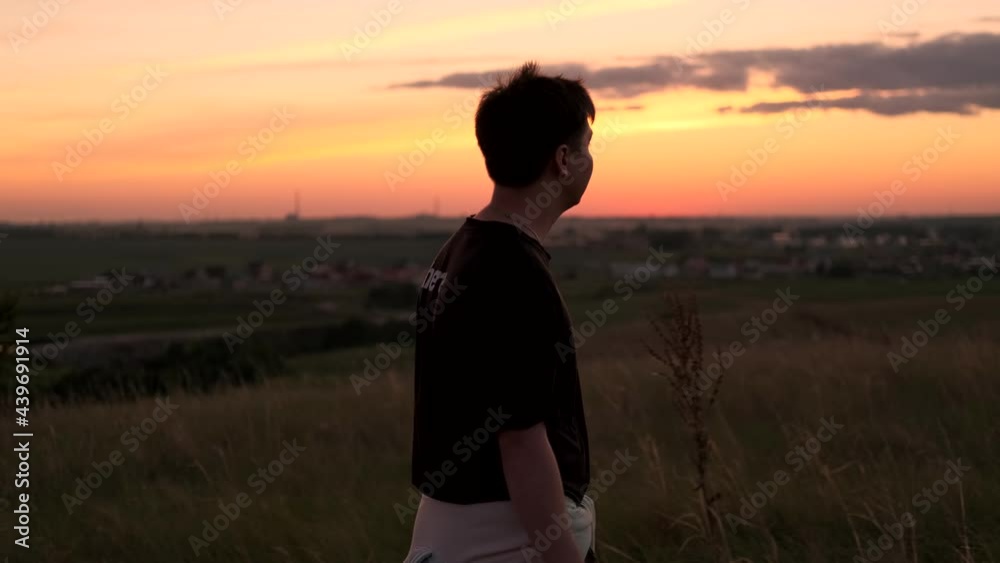 Portrait of a sad teenager walking alone in the evening Portrait of a sad teenager walking alone in the evening