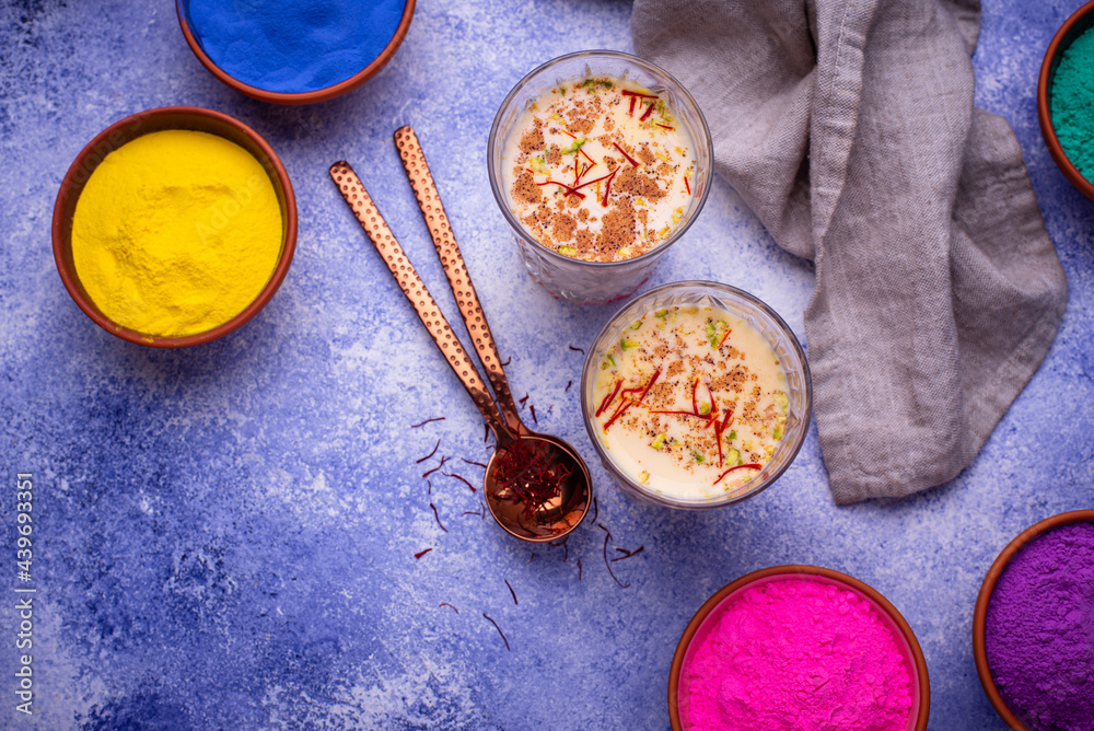 Traditional Indian drink thandai with saffron Traditional Indian drink thandai with saffron