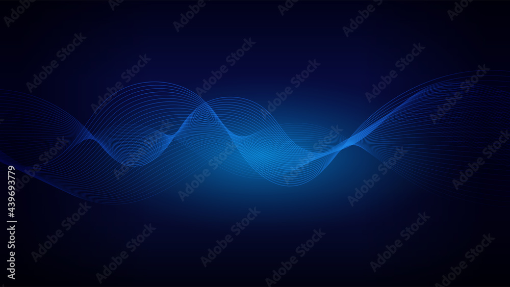 Abstract background. Abstract glowing lines on a dark blue background. Vector wallpaper.