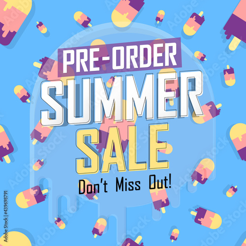 Pre-Order Summer Sale, discount poster design template, promo shopping banner, vector illustration