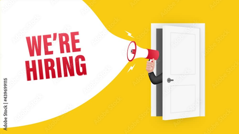 We re Hiring web banner. Megaphone With We are Hiring Speech on green