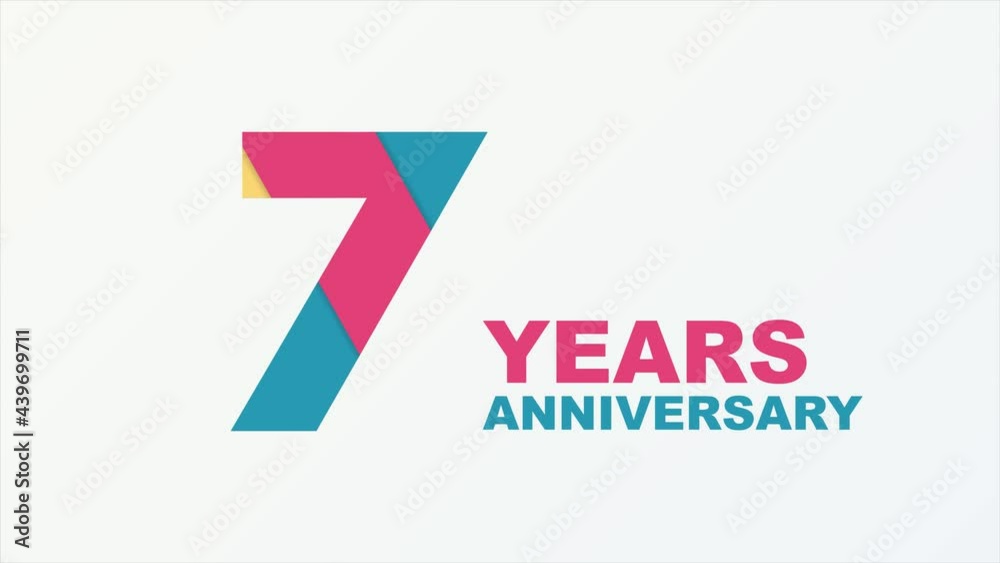 7 years anniversary emblem. Anniversary icon or label. 7 years celebration and congratulation design element. Motion graphics. 7 years anniversary emblem. Anniversary icon or label. 7 years celebration and congratulation design element. Motion graphics.