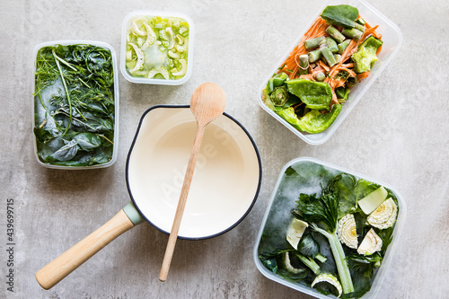 Frozen vegetables and scraps