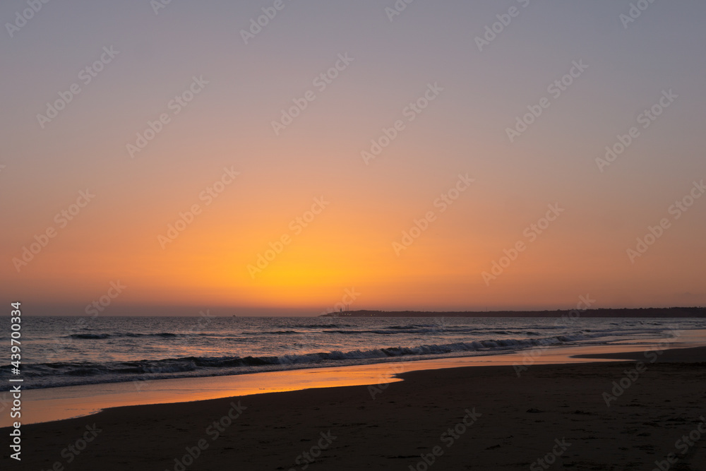 Cadiz beach at sunset in the golden hour Cadiz beach at sunset in the golden hour