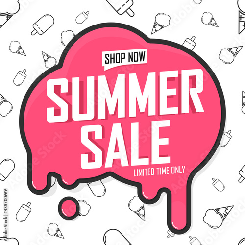 Summer Sale, discount poster design template, store offer, season shopping, promotion banner, vector illustration