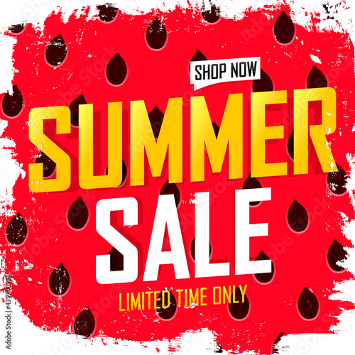 Summer Sale, discount poster design template, store offer, season shopping, promotion banner, vector illustration