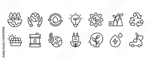 Global environment icon set. Vector graphic illustration.