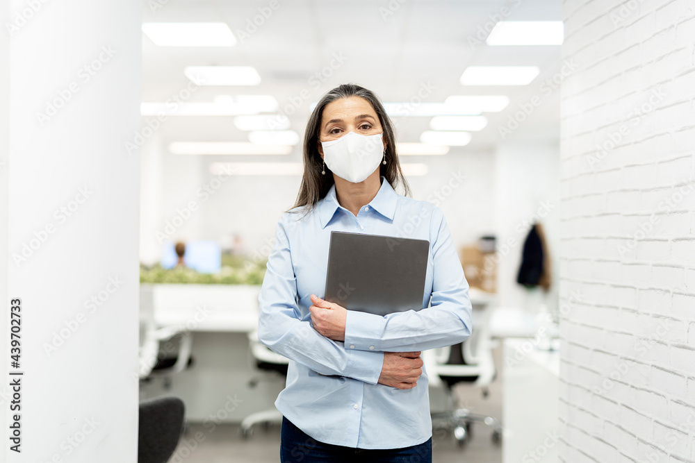 Executive Woman with Face Mask Portrait Executive Woman with Face Mask Portrait